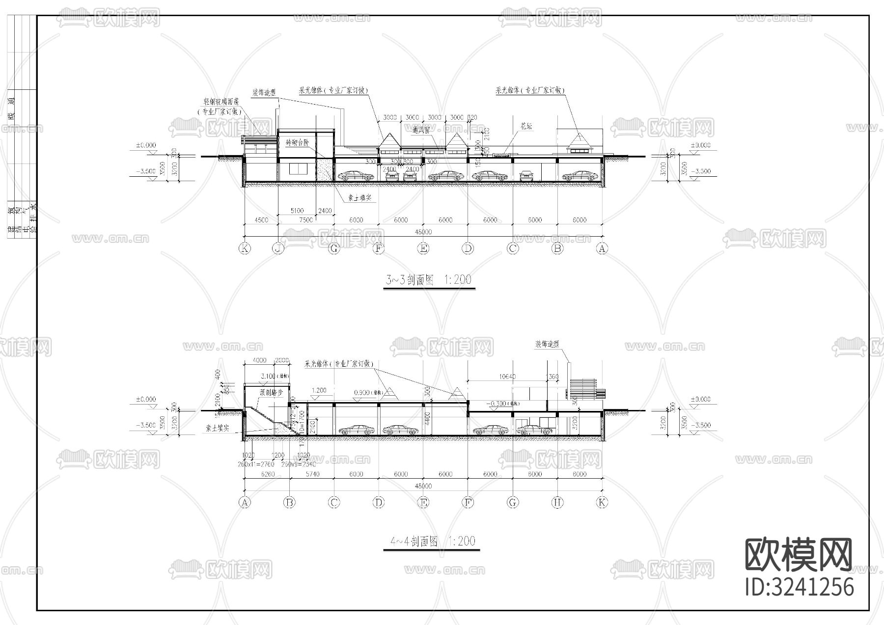 小区车库cad平面图下载（渲染图6）
