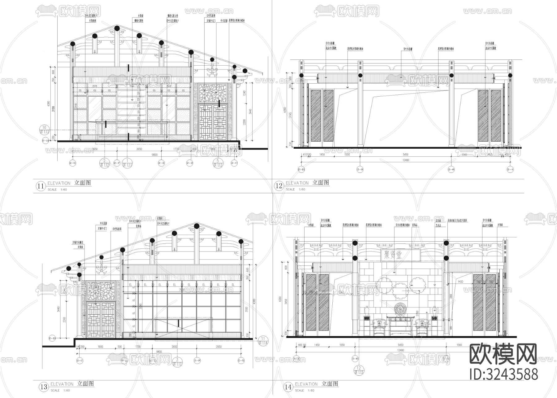 2100㎡高端民宿酒店cad平面图下载（渲染图5）