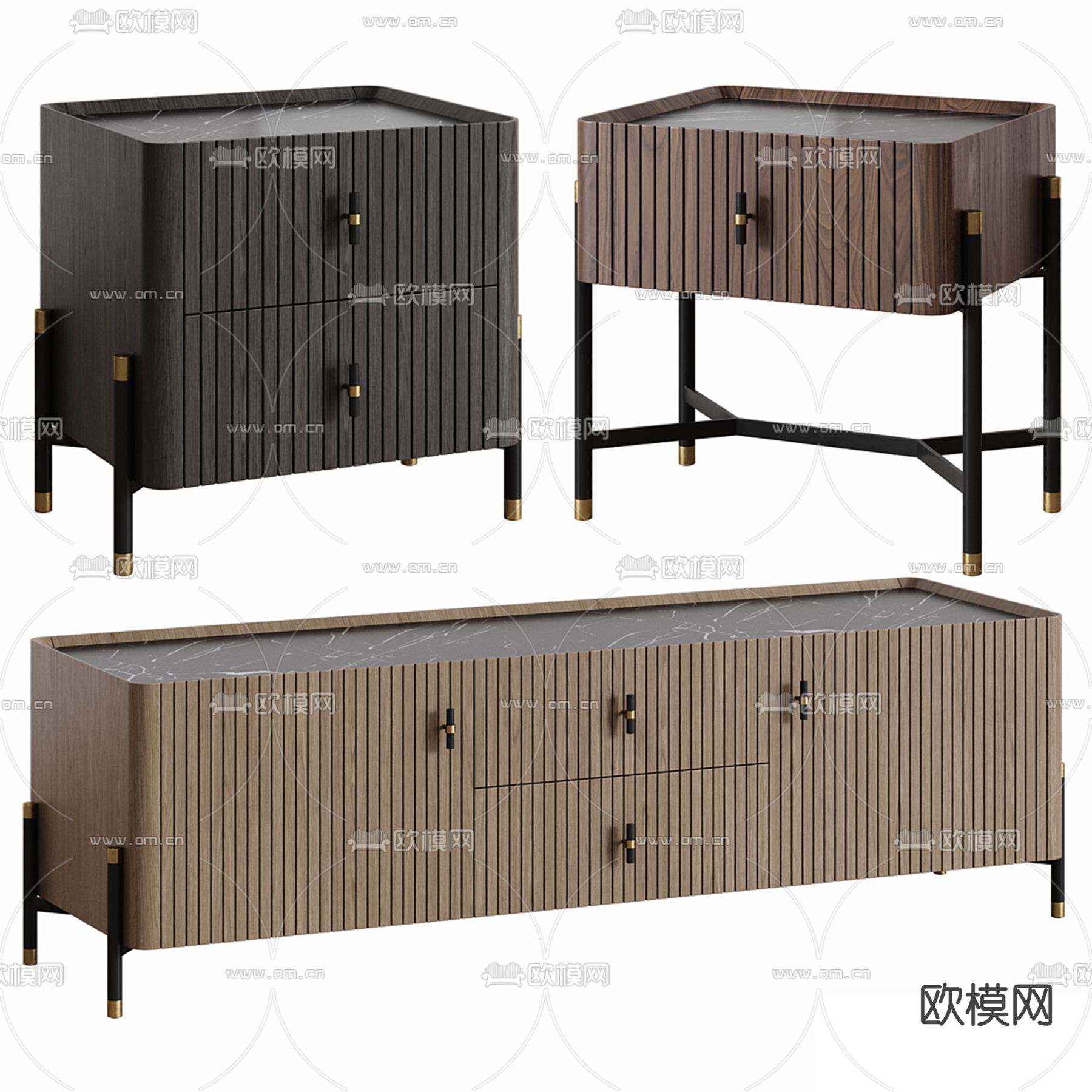 Poliform床头柜 电视柜su模型下载（渲染图1）