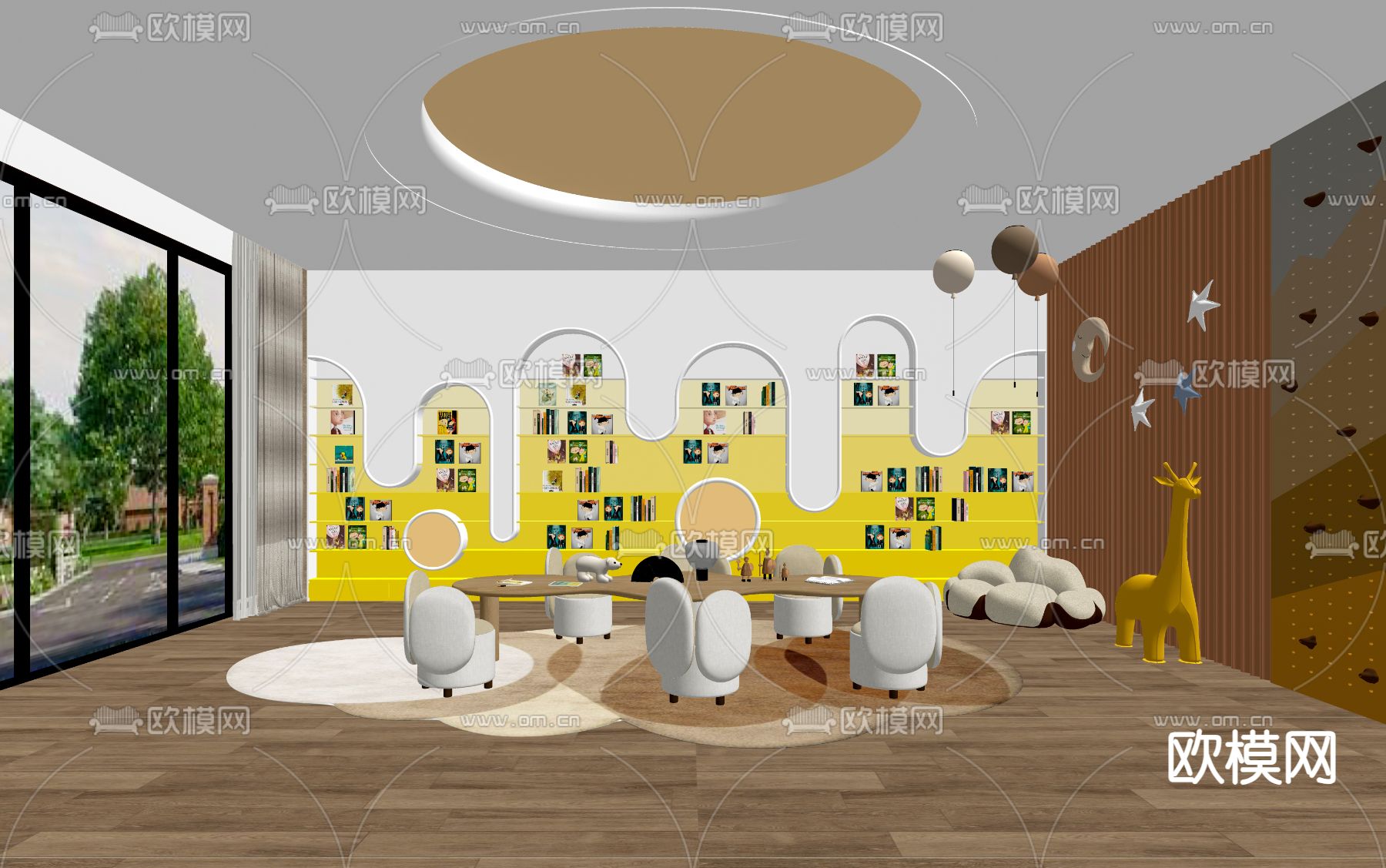 儿童娱乐室 图书馆su模型