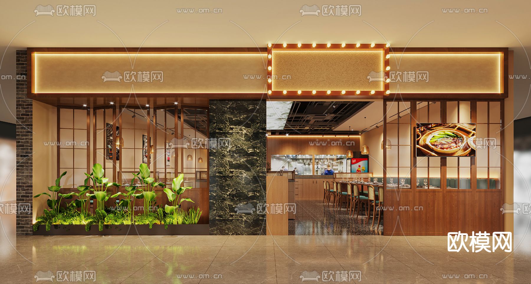 广式煲仔饭馆3d模型下载（渲染图1）