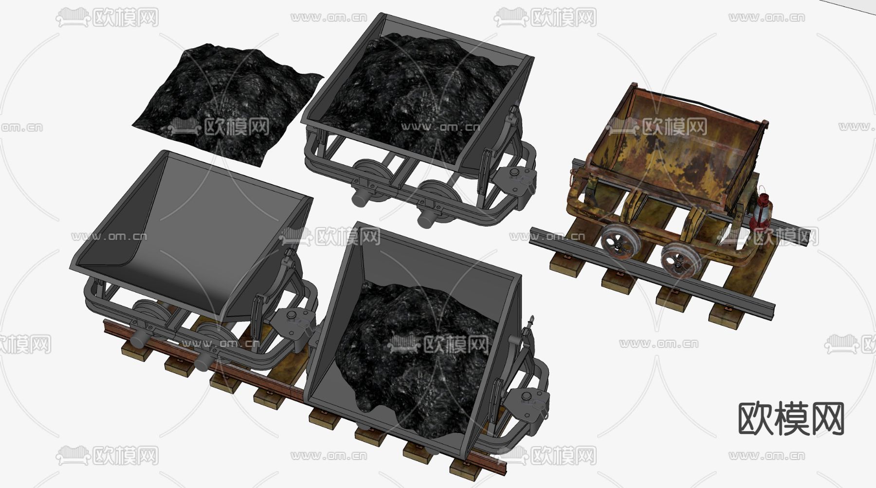 挖煤车 采矿车 云矿车 轨道车su模型下载（渲染图3）