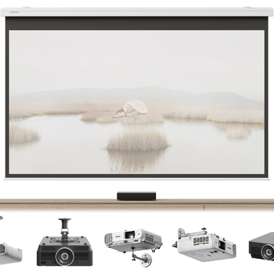  投影设备 幕布 投影仪su模型 