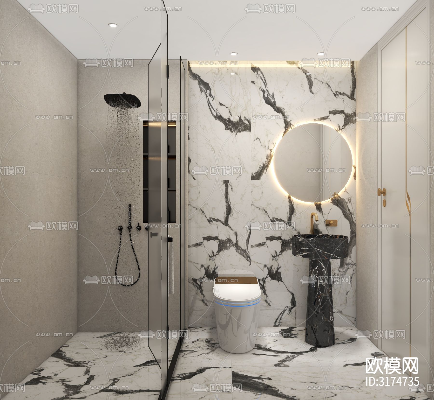 现代卫生间装修效果图下载（渲染图3）