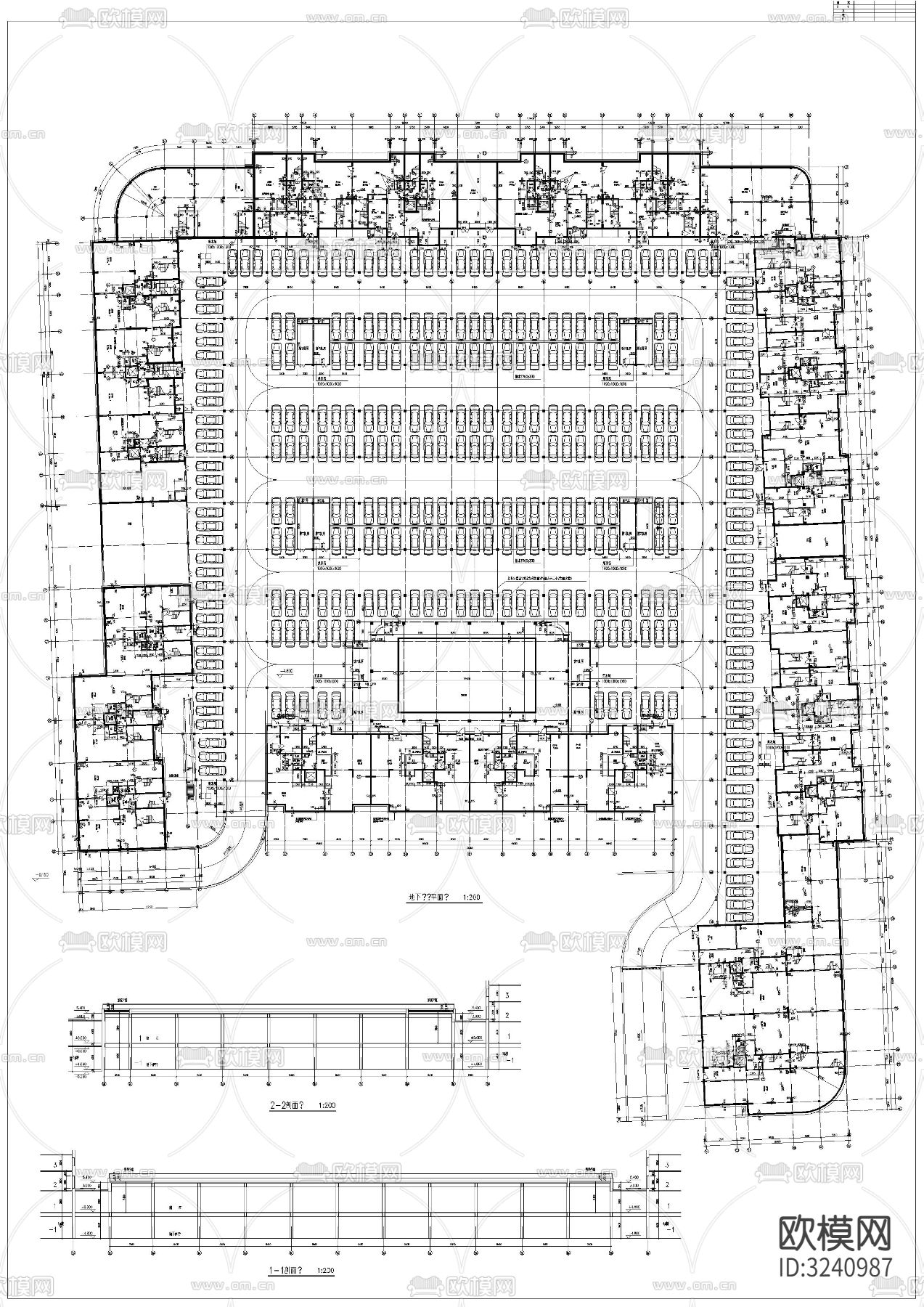 超市车库cad平面图下载（渲染图1）