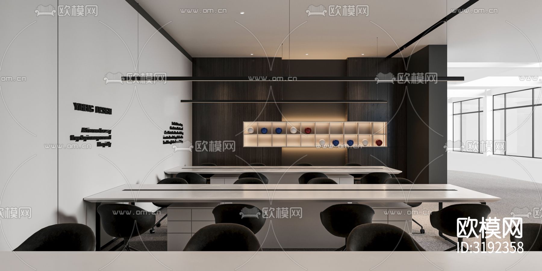 现代办公区装修效果图下载（渲染图2）