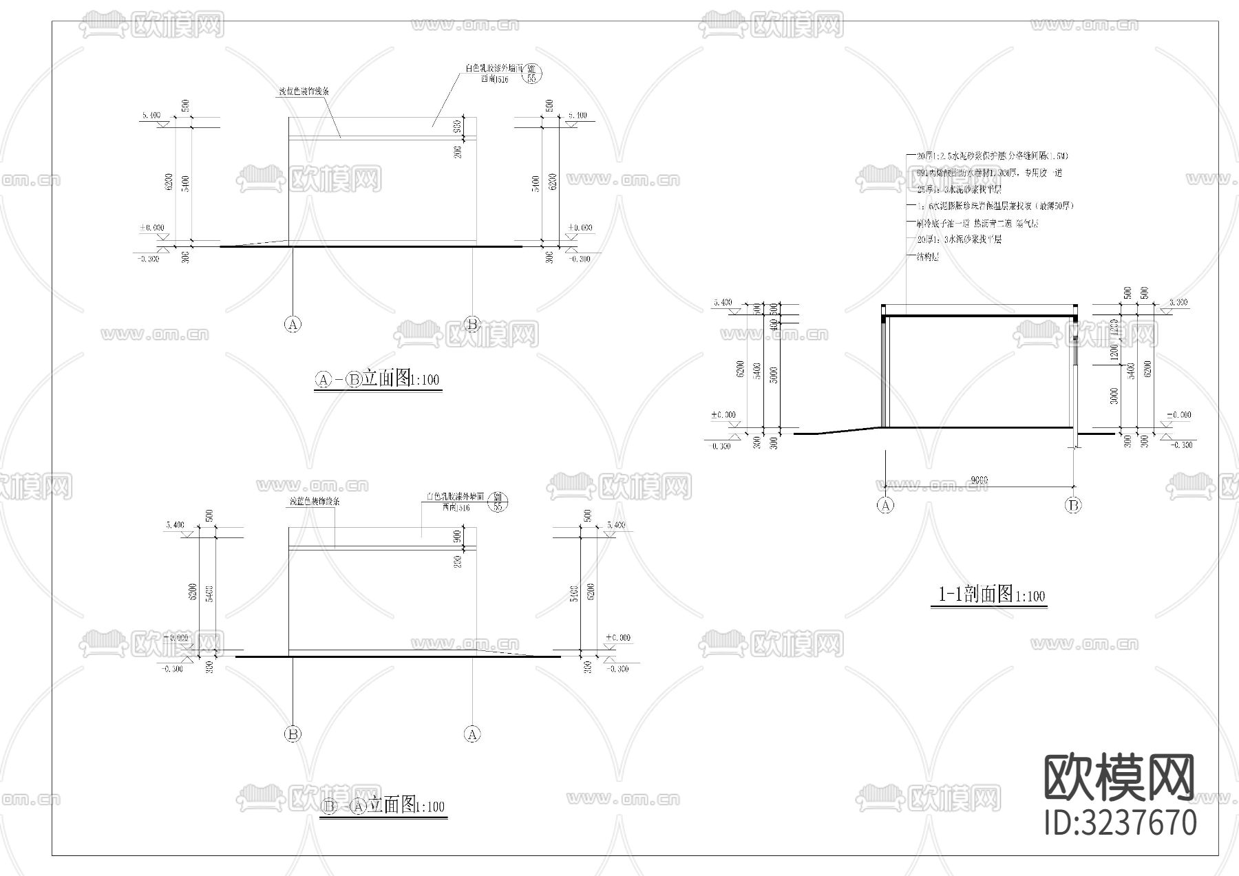 垃圾填埋场车库cad平面图下载（渲染图5）