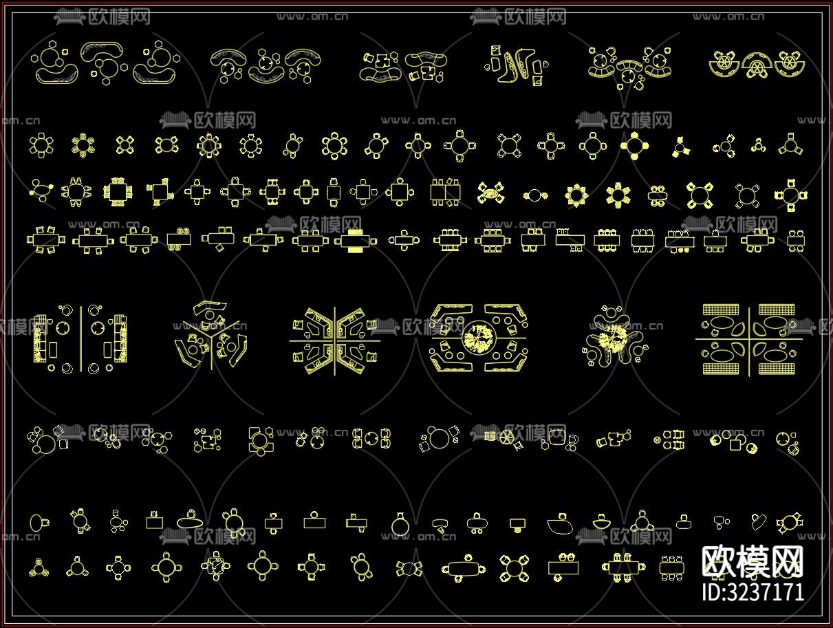 休闲桌 洽谈桌cad图库下载（渲染图2）