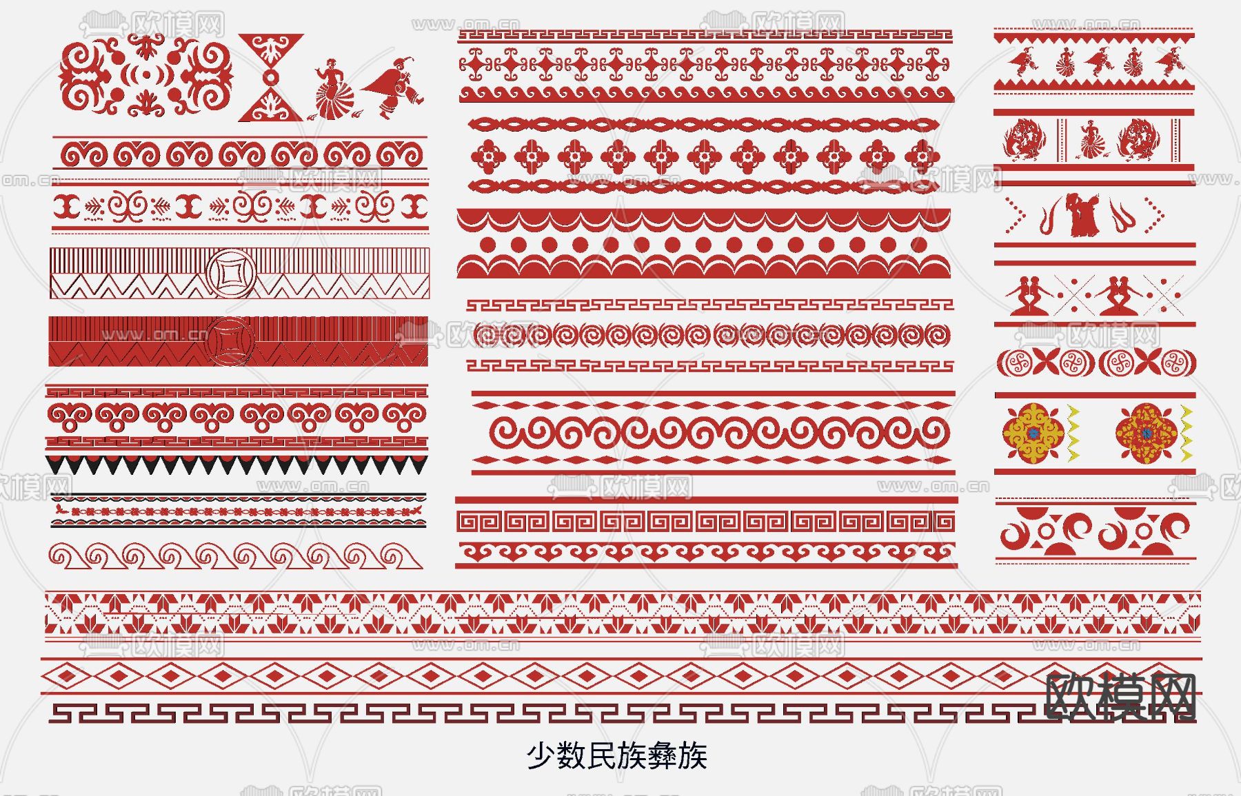 彝族 少数民族图案 装饰纹 墙饰su模型下载（渲染图2）