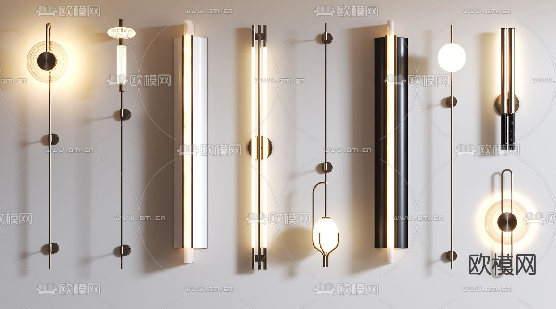 轻奢壁灯 长壁灯3d模型下载