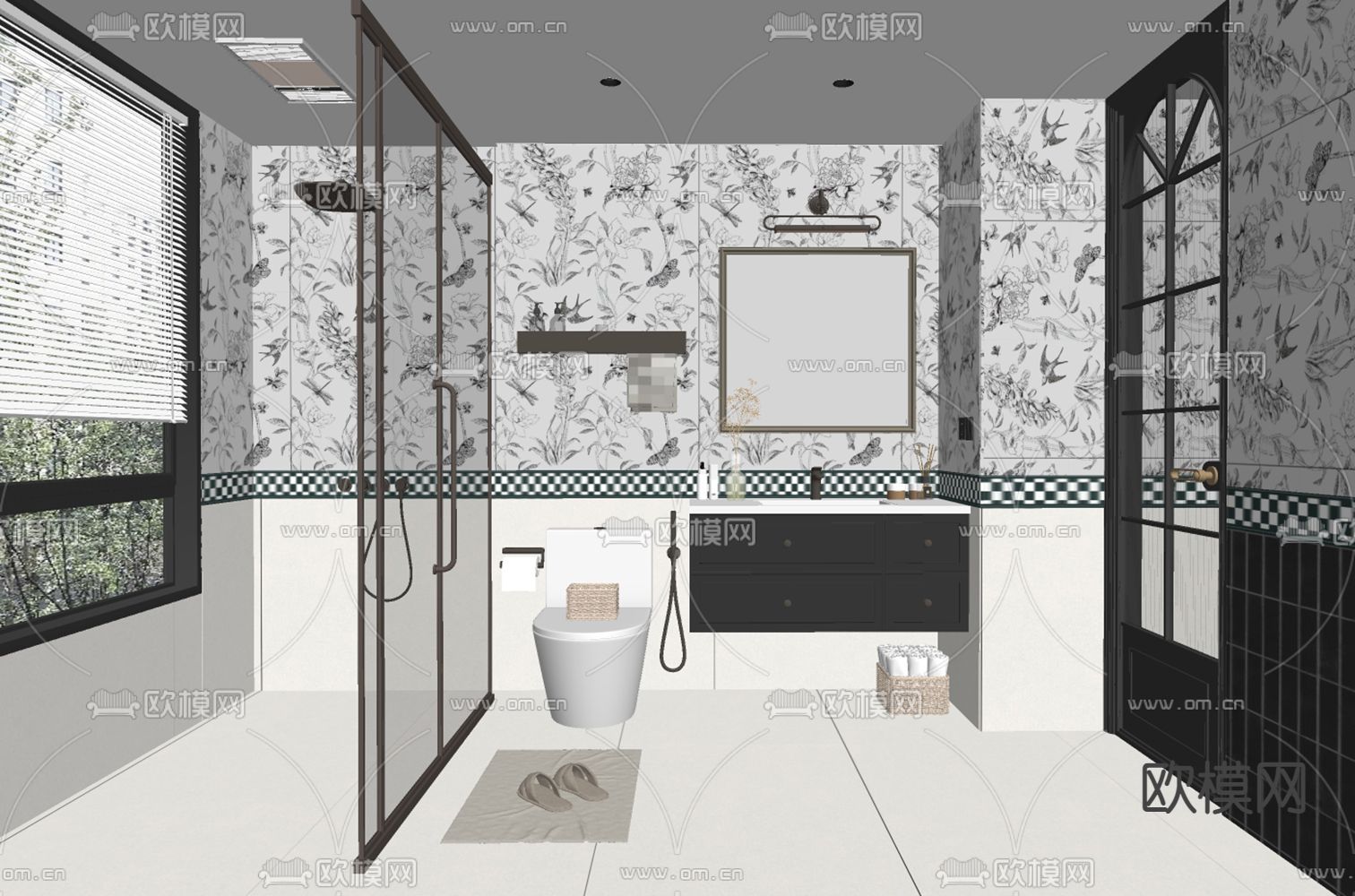 法式卫生间 浴室su模型下载（渲染图1）