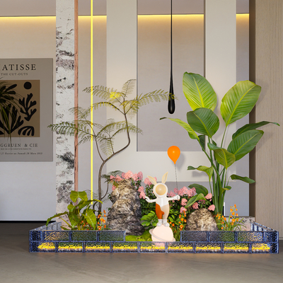  室内造景 景观小品 绿植堆su模型 