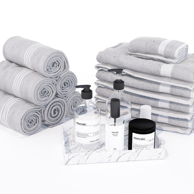  卫浴毛巾su模型 