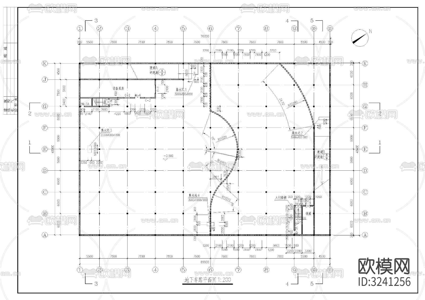 小区车库cad平面图下载（渲染图9）
