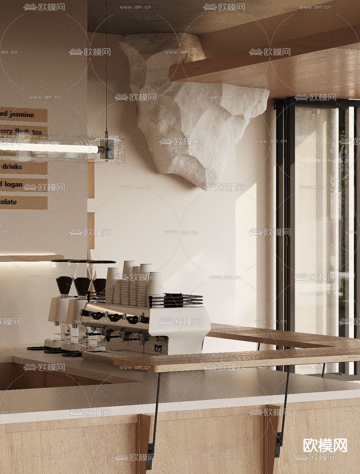 侘寂咖啡厅 咖啡馆3d模型下载（渲染图3）