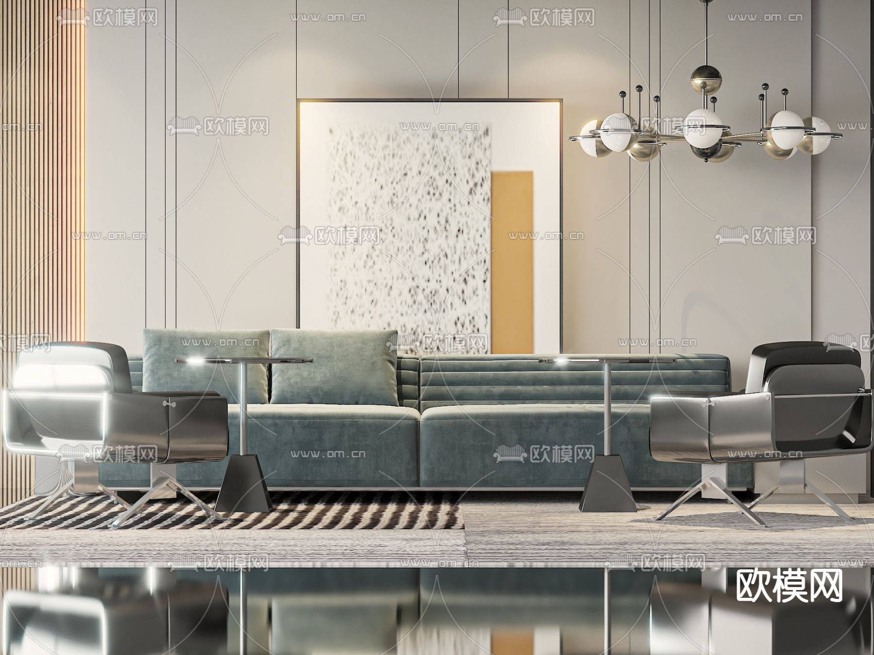 卡座沙发 桌几3d模型下载