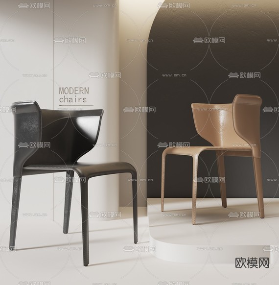 皮革椅子 餐椅3d模型下载