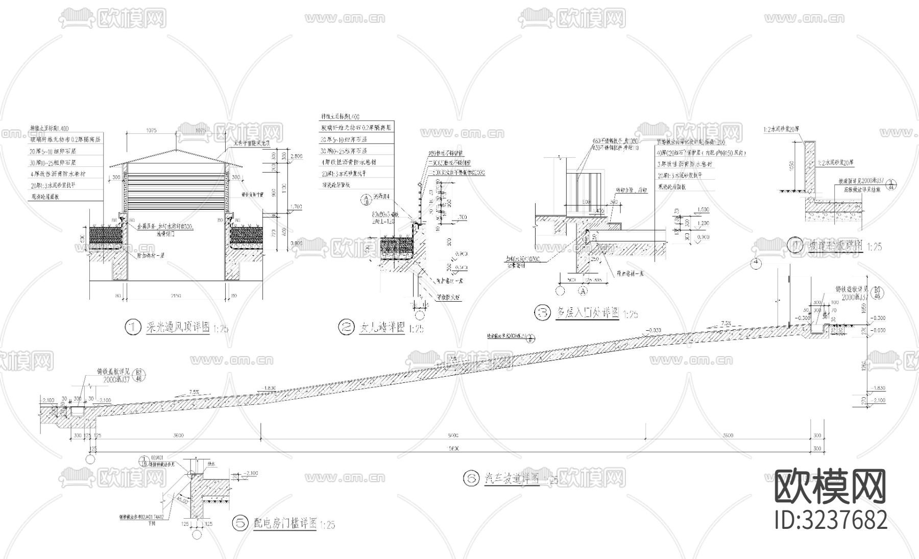 半地下汽车库cad平面图下载（渲染图4）
