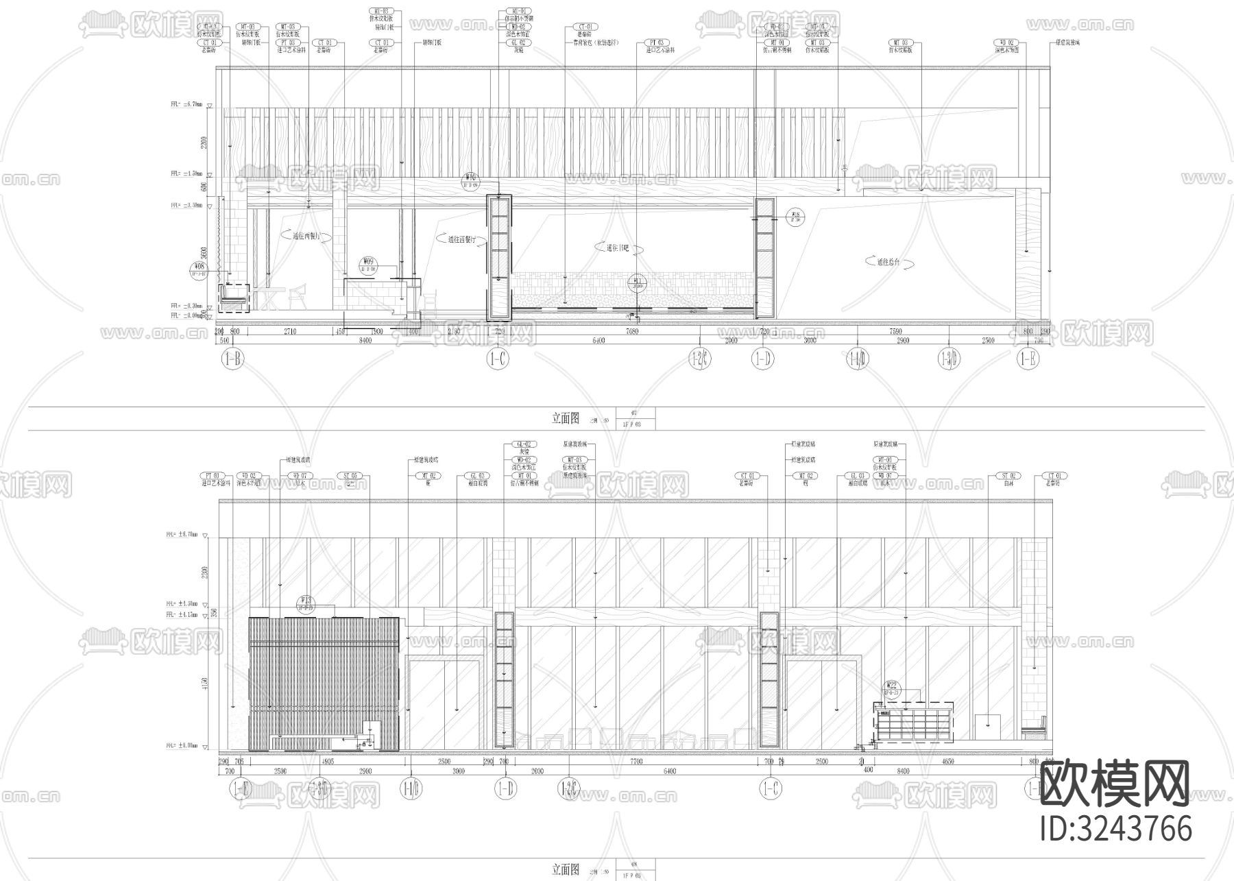 19500㎡高端民宿酒店cad平面图下载（渲染图5）