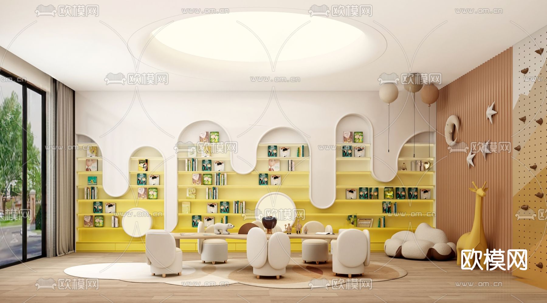 儿童娱乐室 图书馆su模型