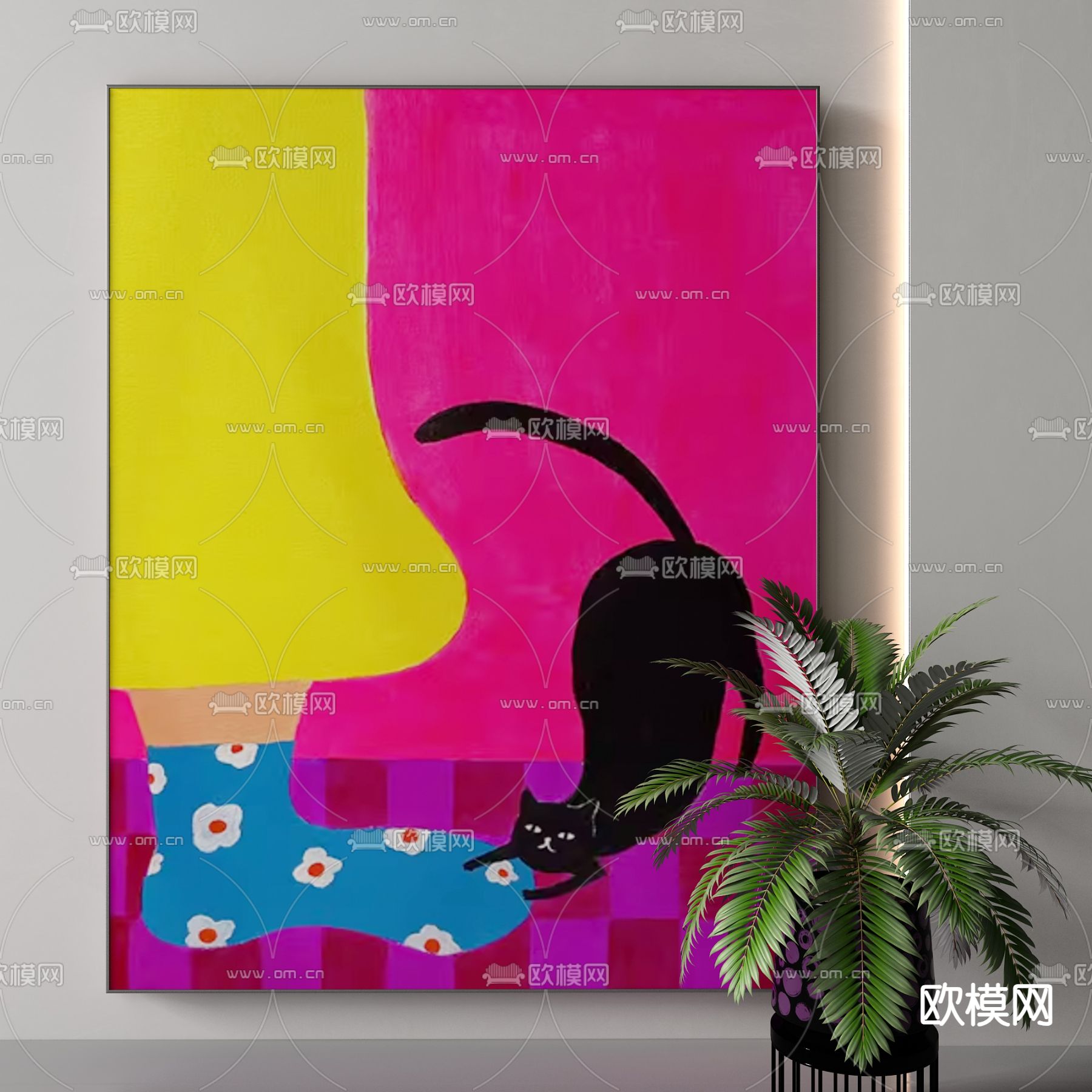 孟菲斯油画 抽象画 装饰画3d模型下载