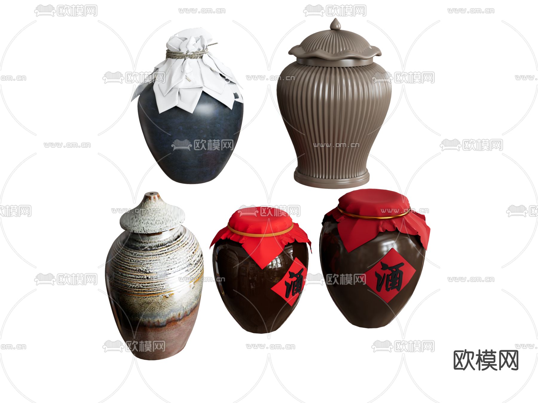 罐子 酒坛 酒罐su模型下载（渲染图2）