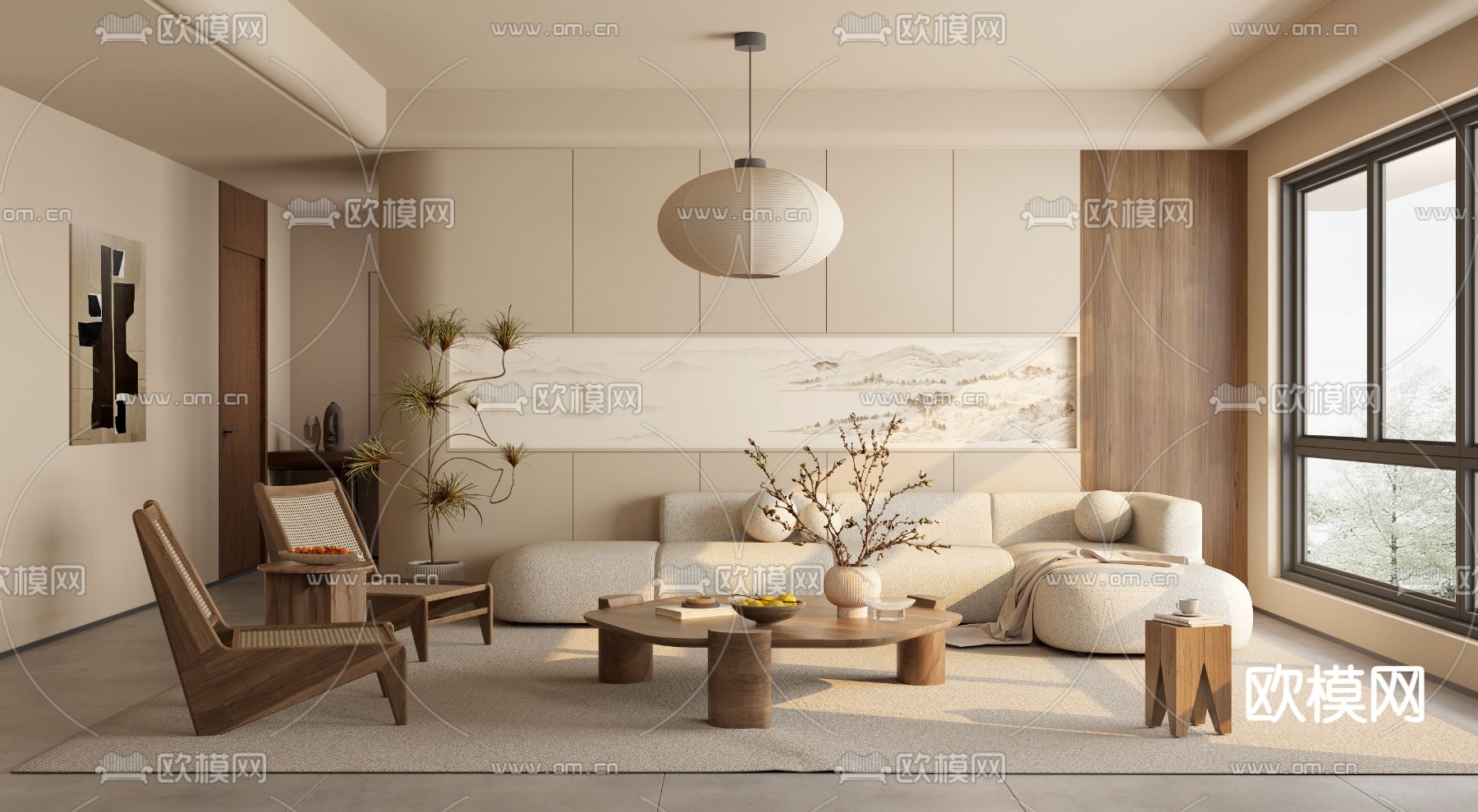 中古风客厅3d模型下载