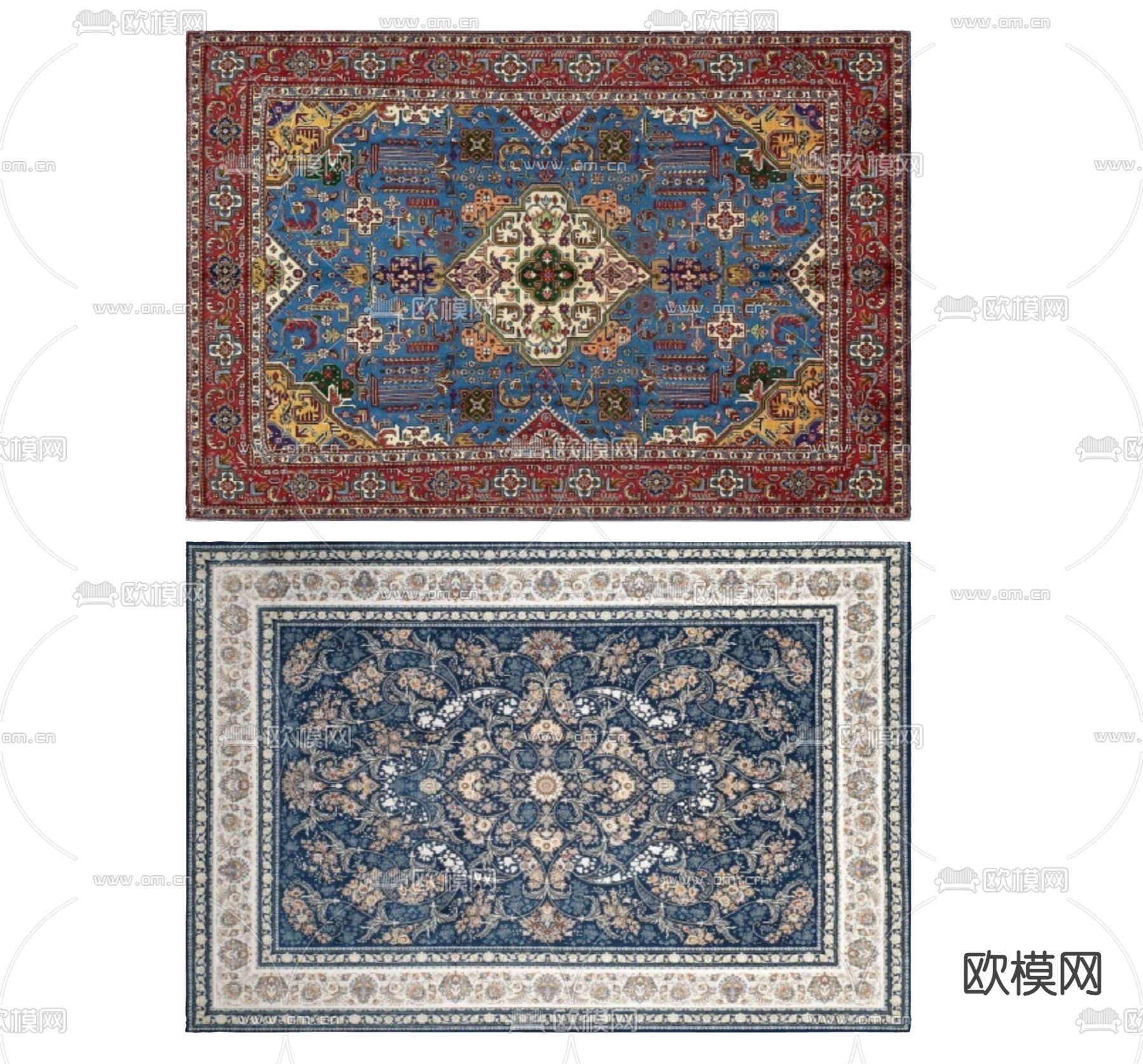 美式方形地毯su模型下载（渲染图1）