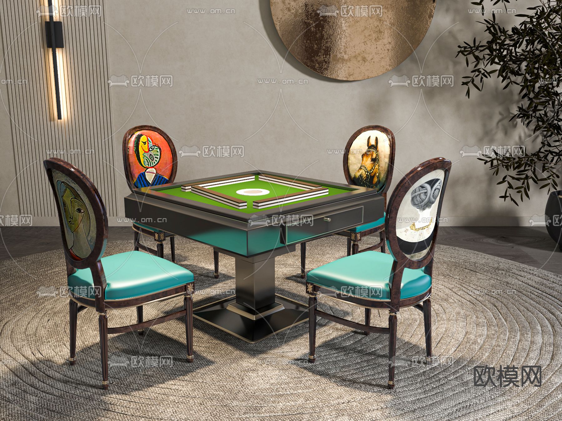 美式麻将桌3d模型