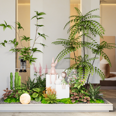  室内景观 造景小品 绿植堆su模型 