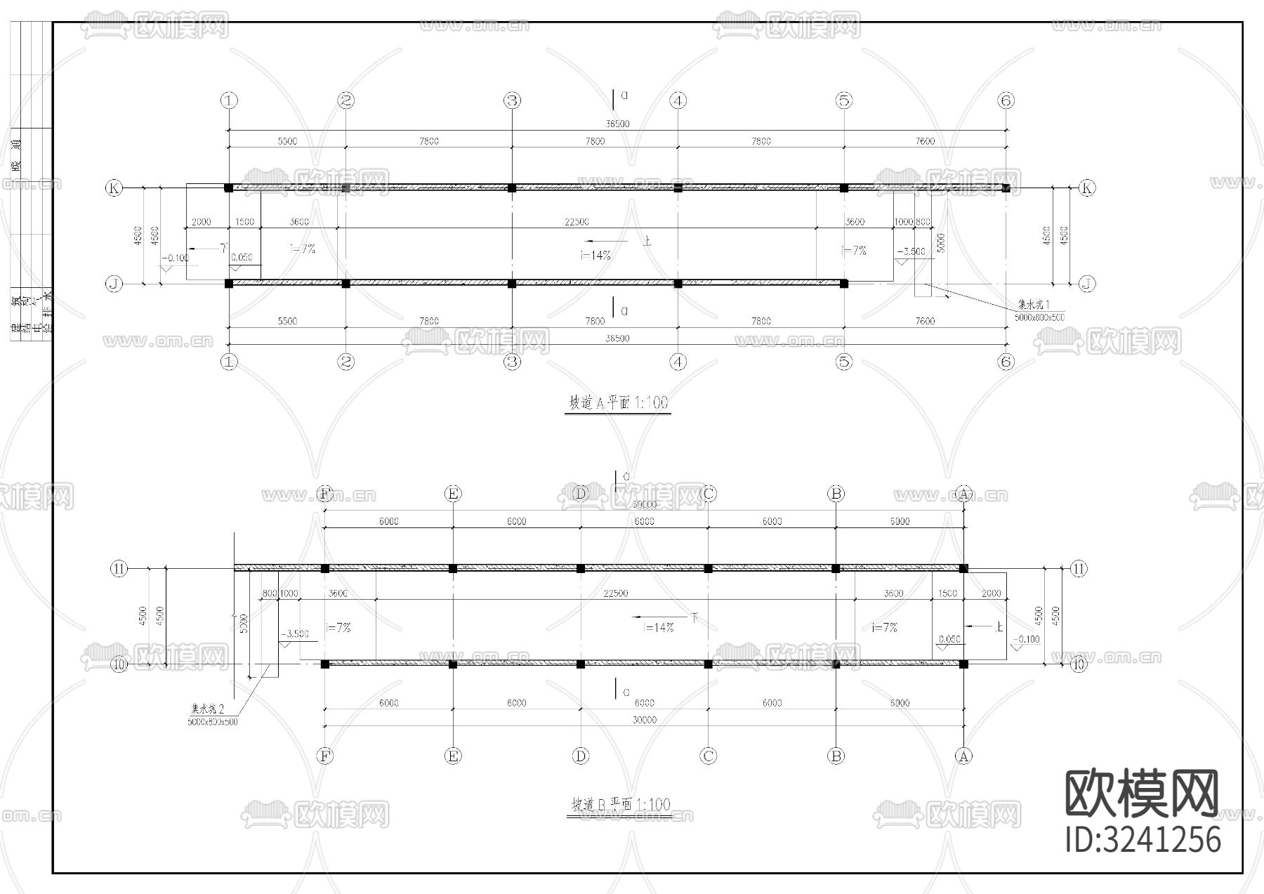 小区车库cad平面图下载（渲染图2）
