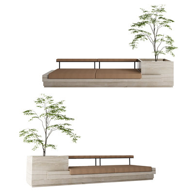  现代卡座沙发 景观座椅su模型 