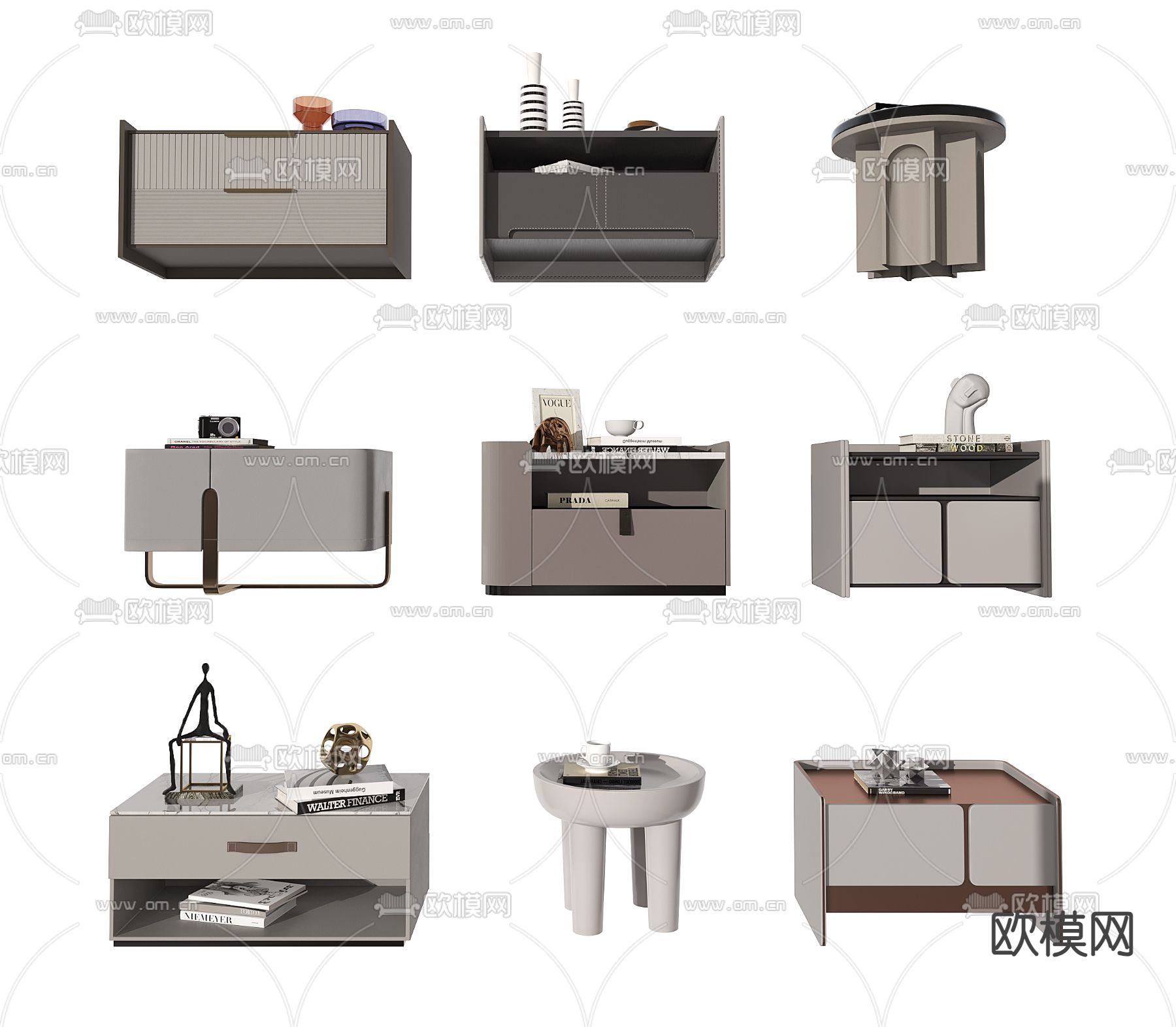 现代床头柜su模型下载（渲染图2）