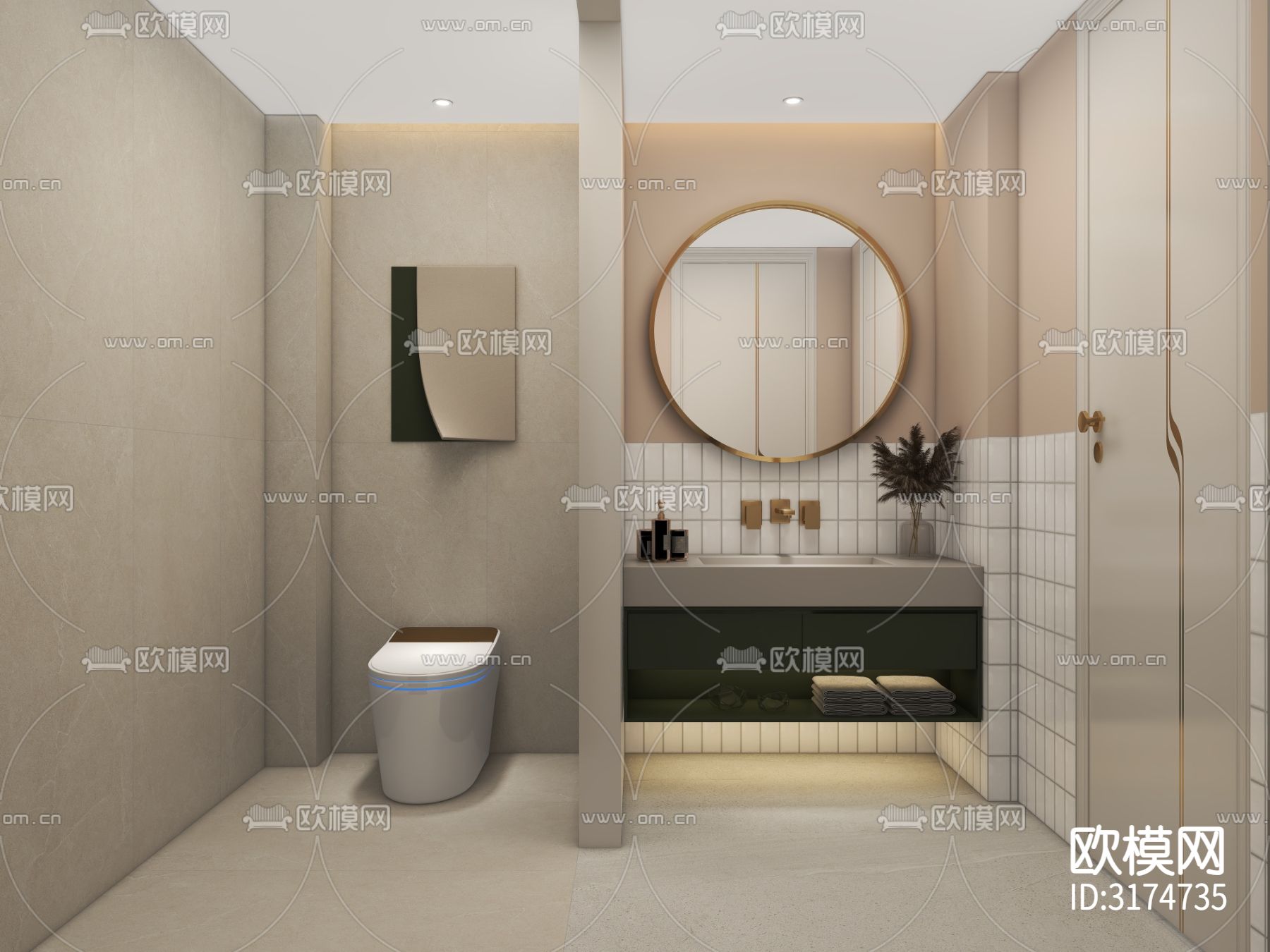 现代卫生间装修效果图下载（渲染图4）