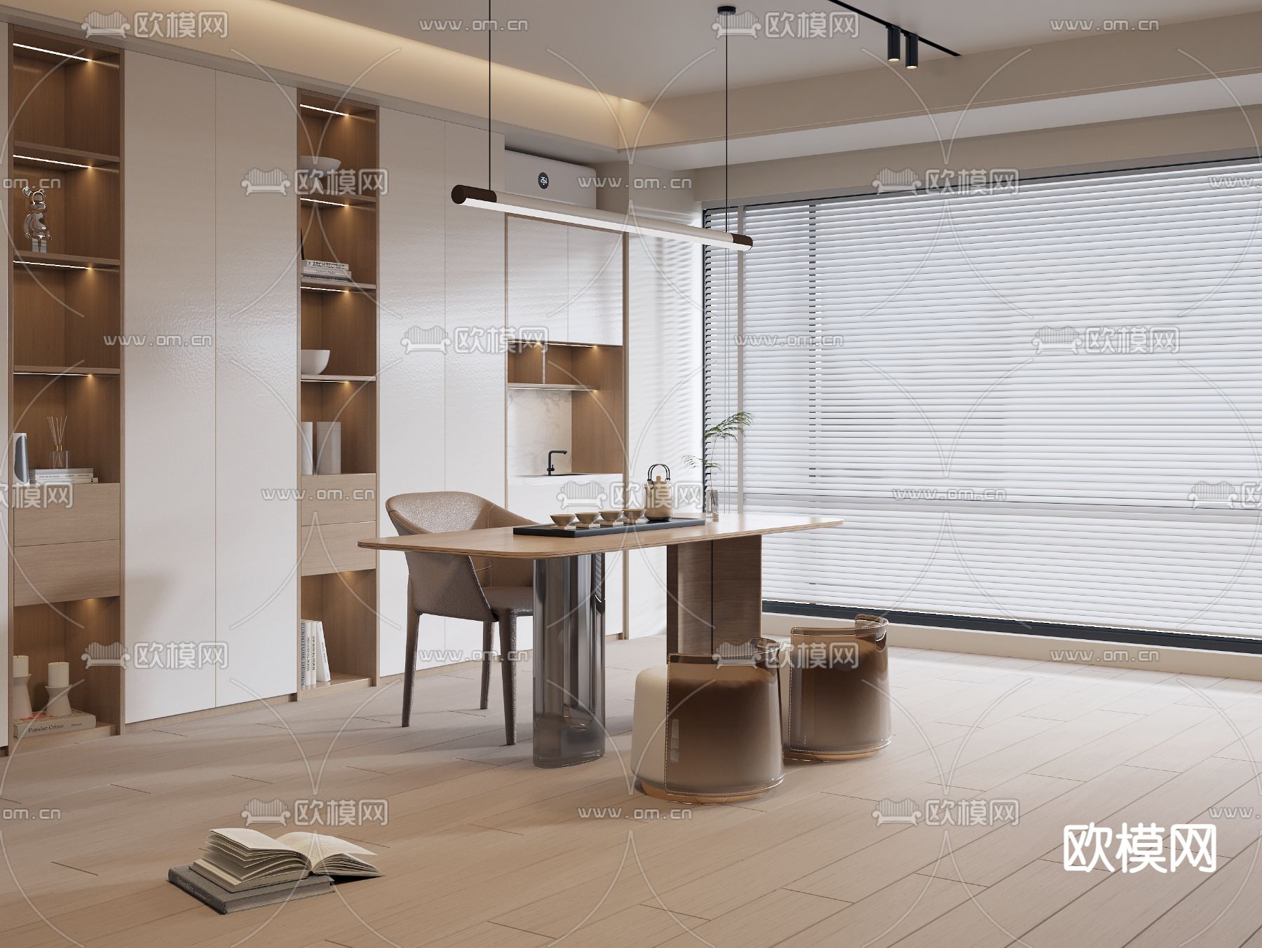 现代茶室3d模型下载