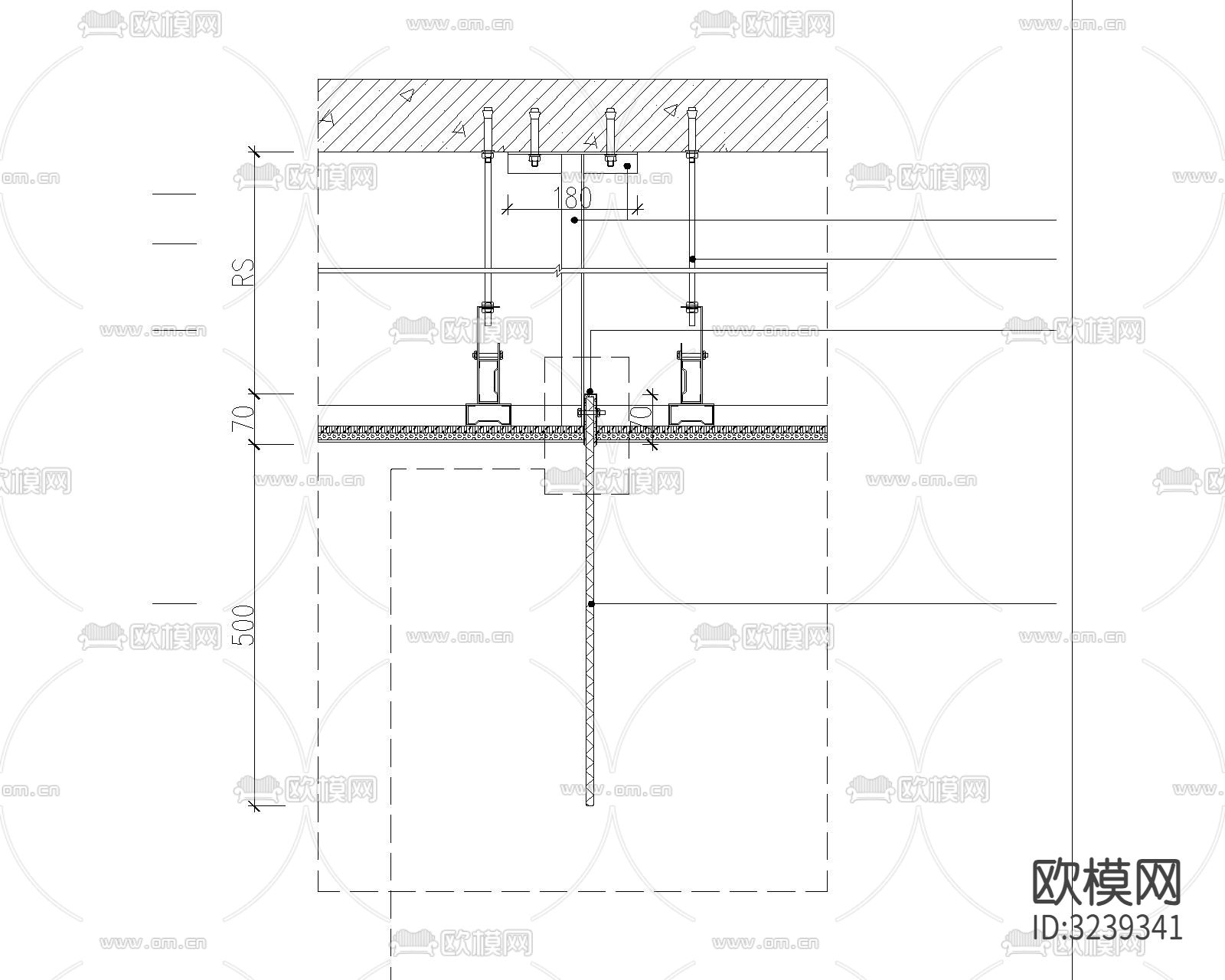 固定式玻璃挡烟垂壁通用cad大样图下载（渲染图4）