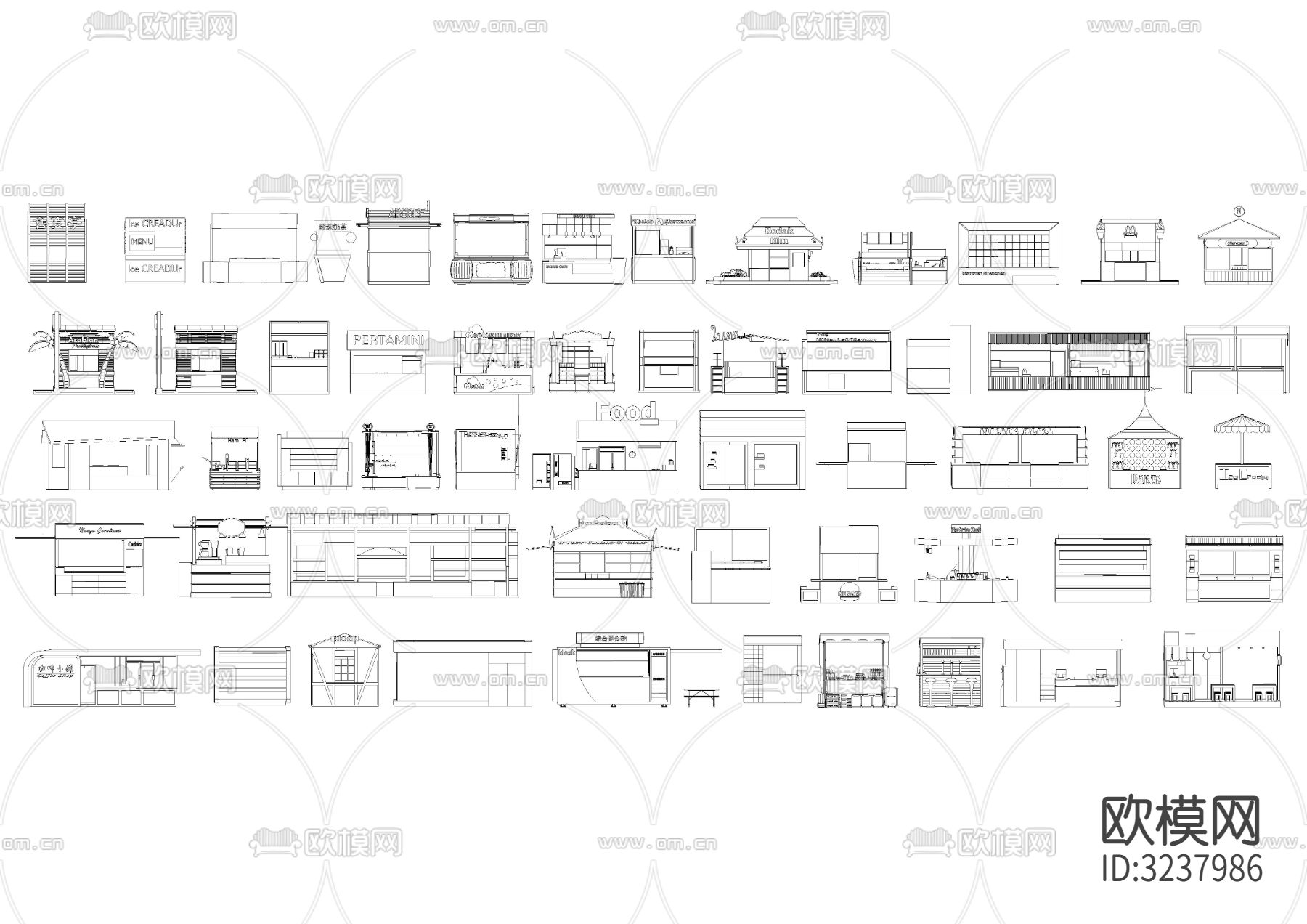 小吃快餐车cad图库下载（渲染图3）