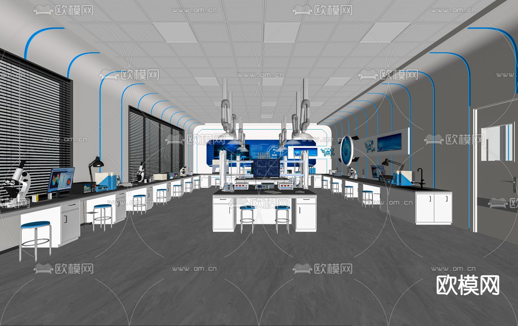 现代科技实验室su模型下载（渲染图2）
