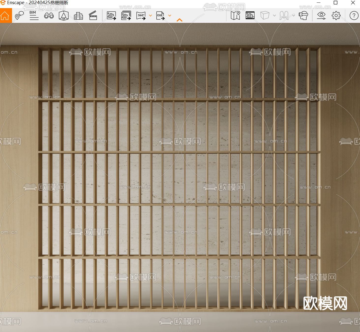 日式 镂空隔断 格栅su模型下载（渲染图3）