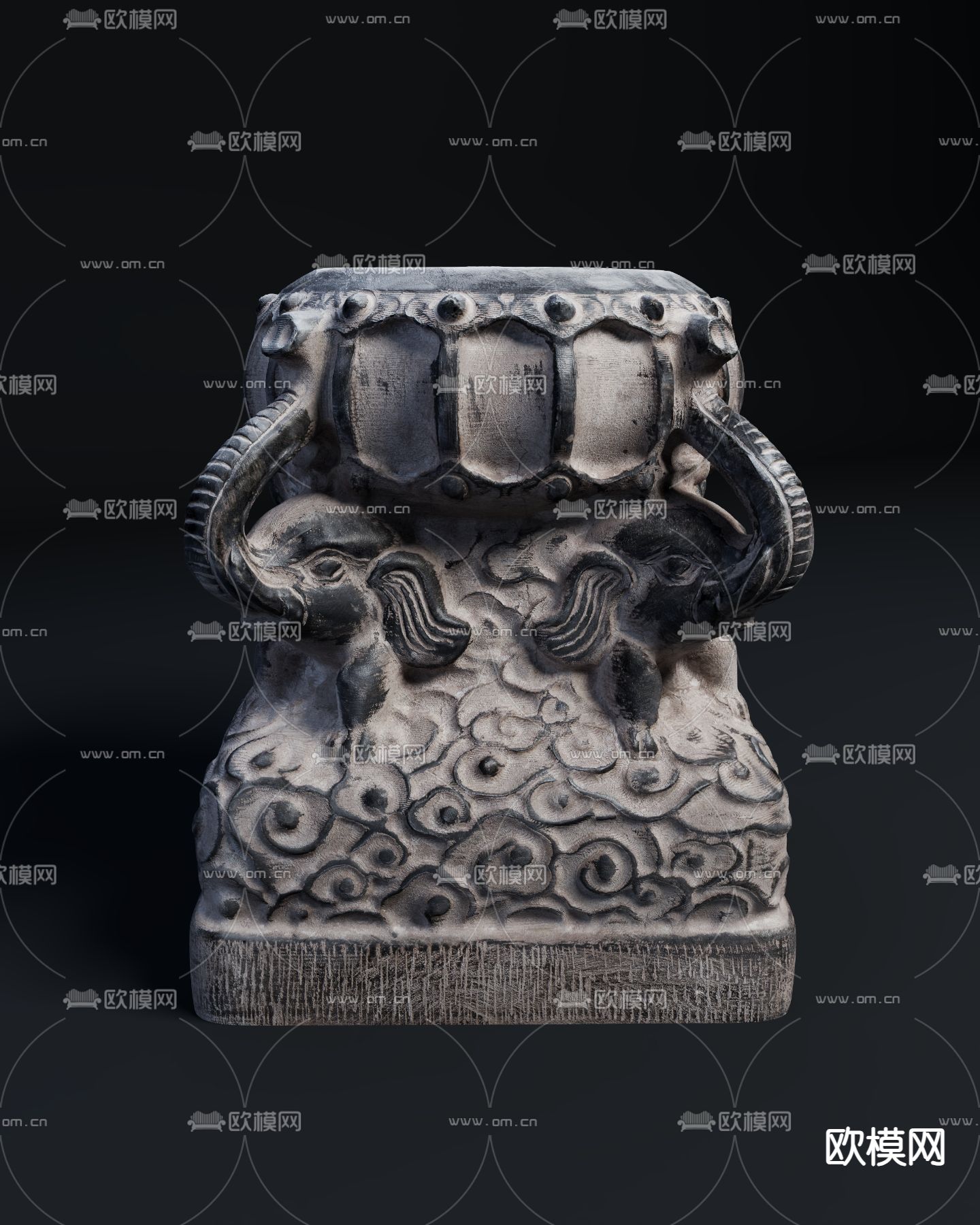 东南亚柱墩 青石墩3d模型下载（渲染图4）