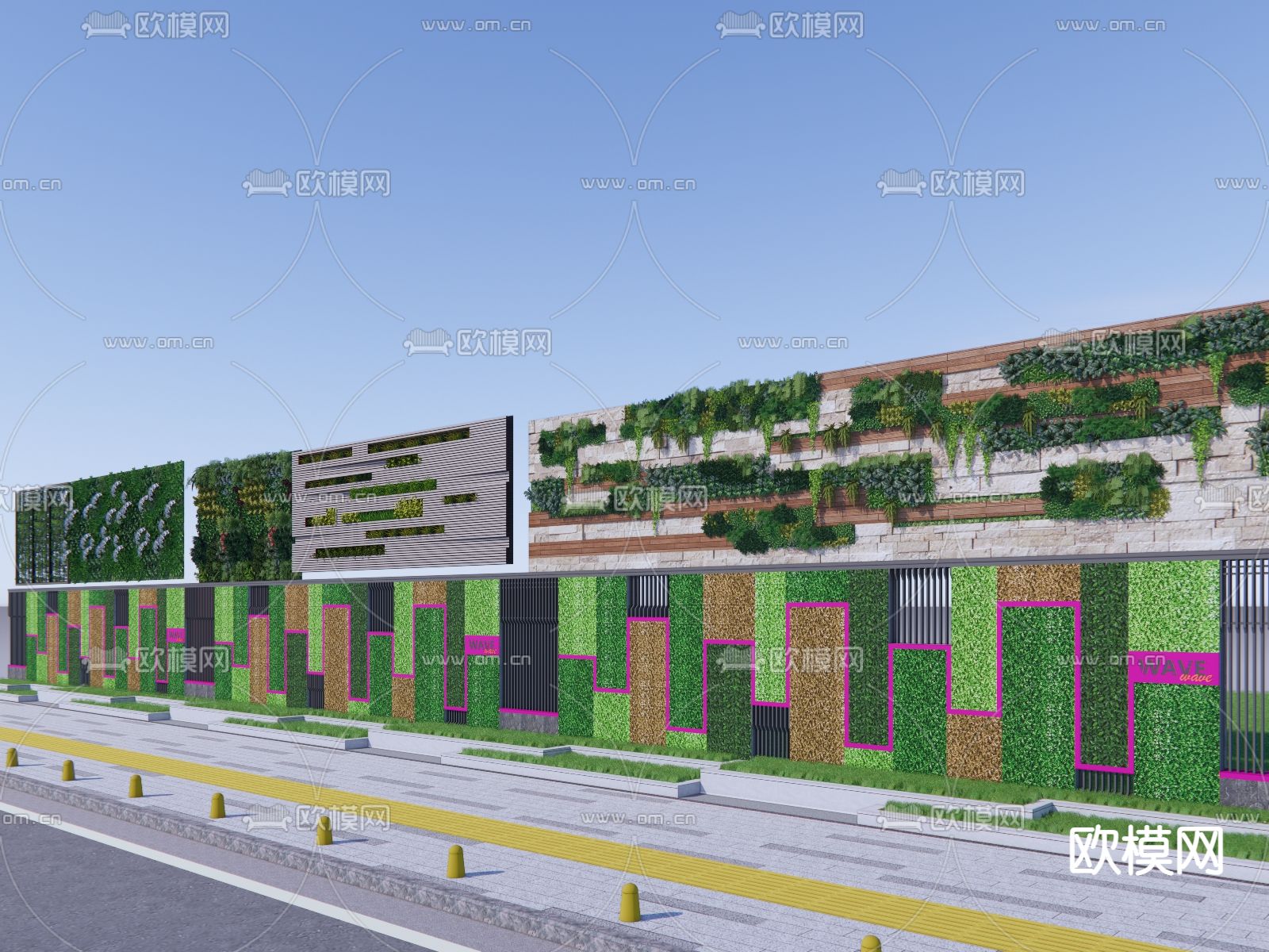 绿植墙su模型下载（渲染图2）