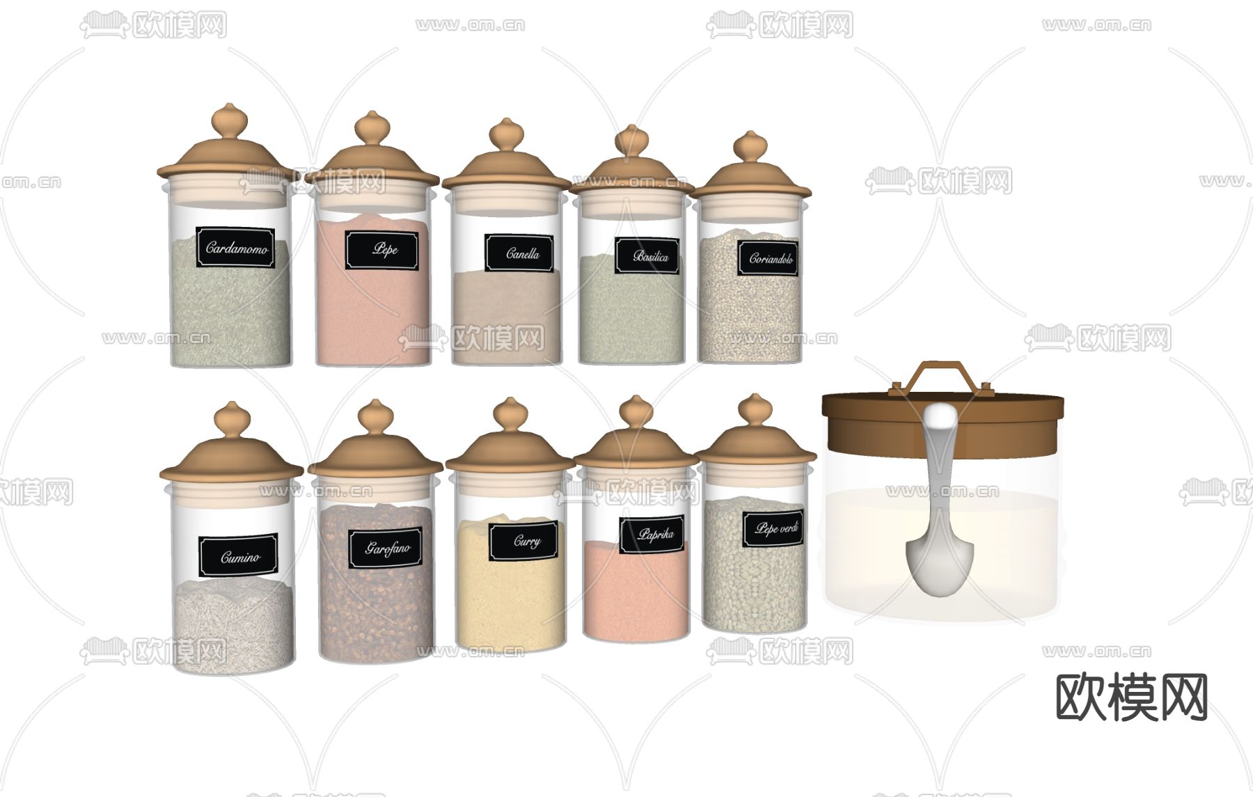 罐子 调味罐 玻璃罐子su模型下载（渲染图1）