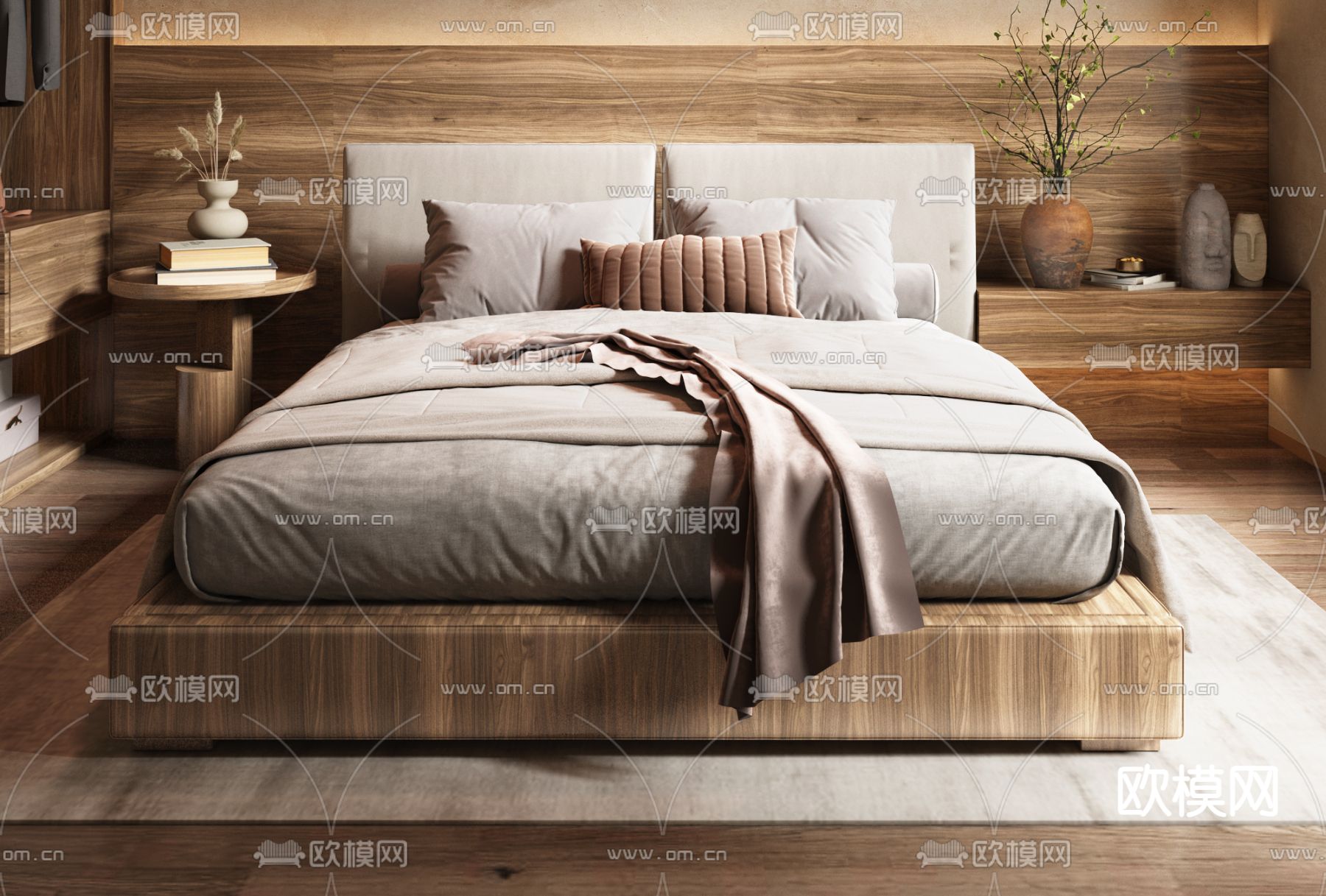 中古风民宿客房su模型下载（渲染图3）