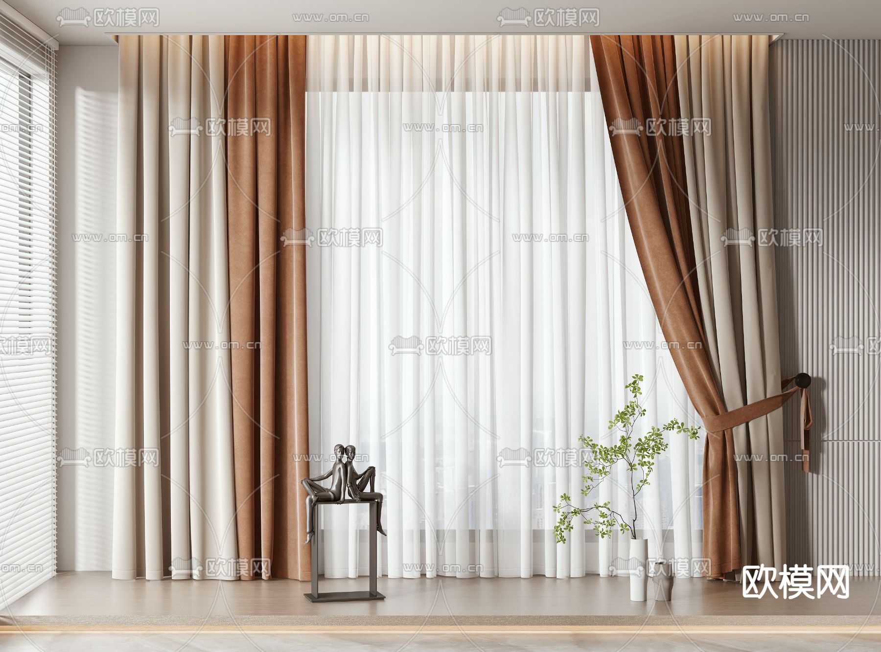 现代窗帘3d模型下载