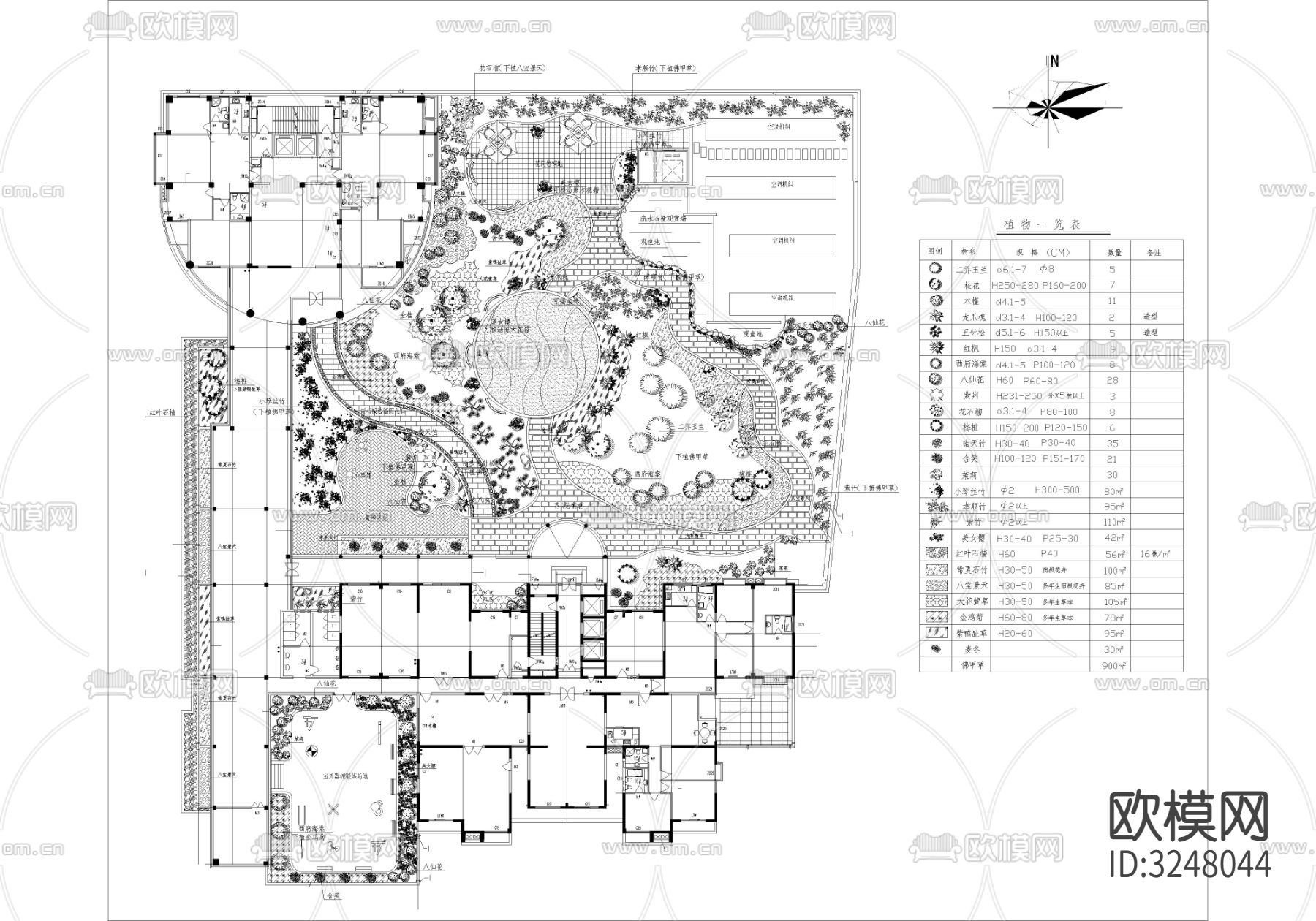 100套私家花园、别墅庭院、屋顶花园设计cad图库下载（渲染图6）