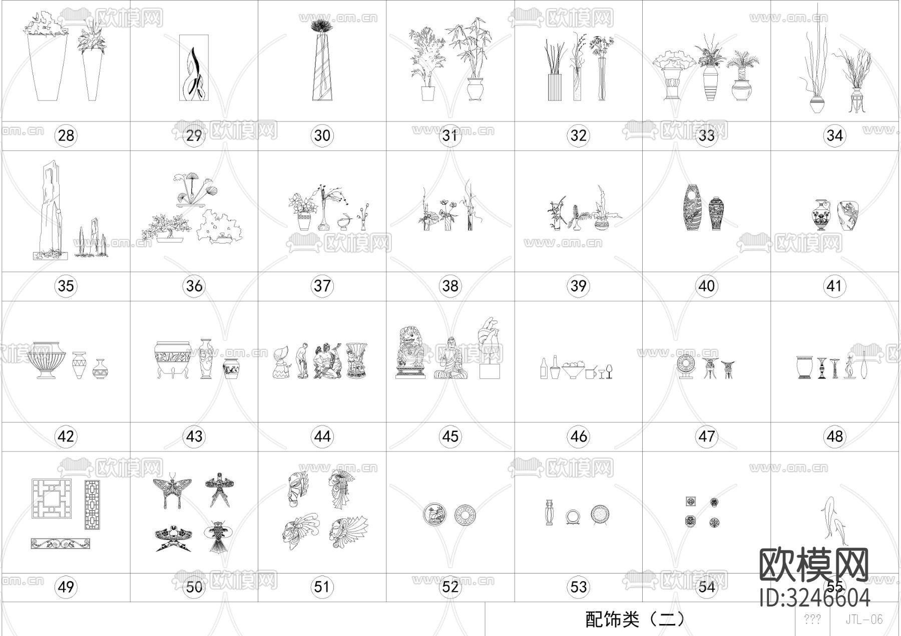 桌椅 沙发 床 灯具 配饰等家具cad图库下载（渲染图7）