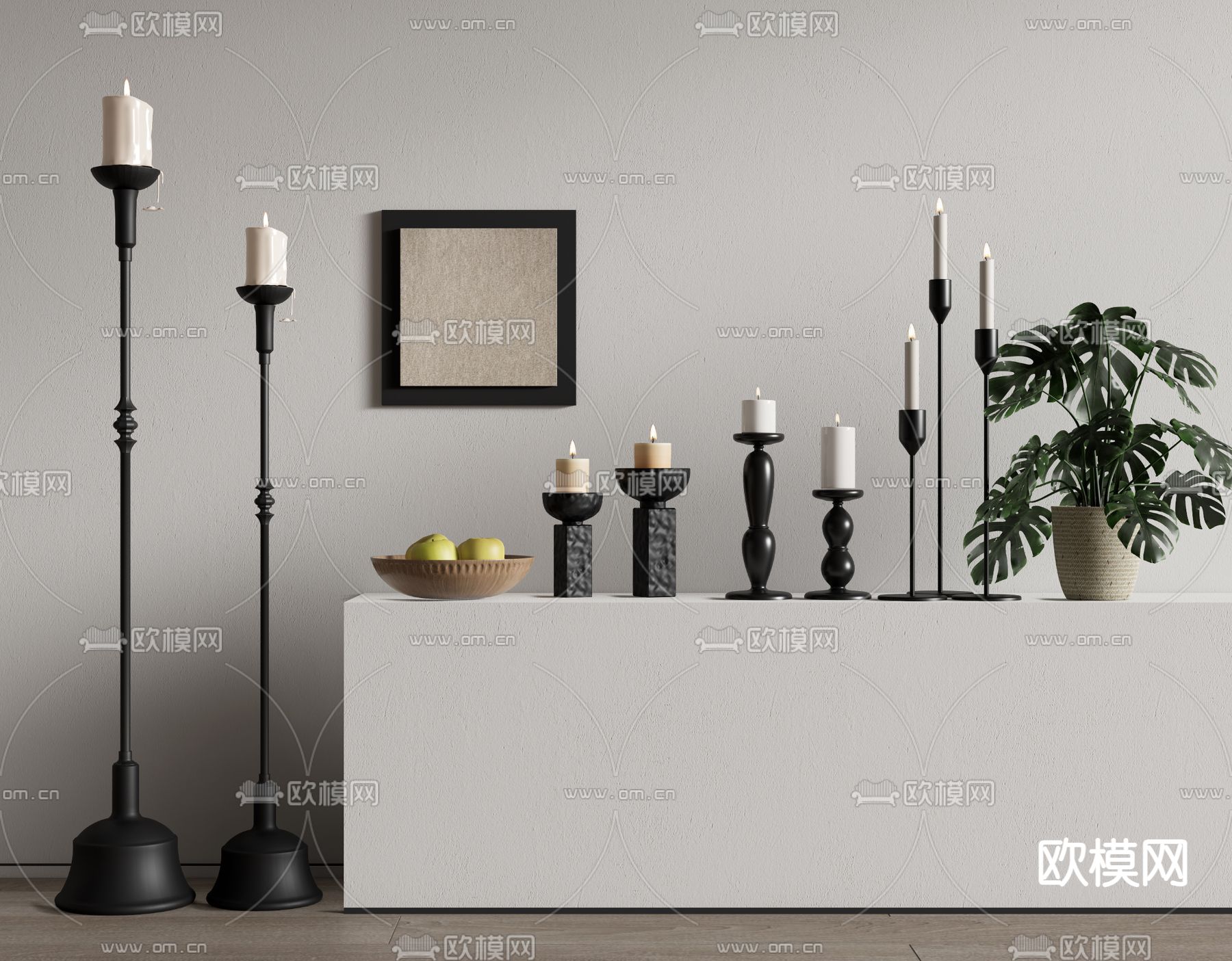 烛台灯 蜡烛3d模型下载