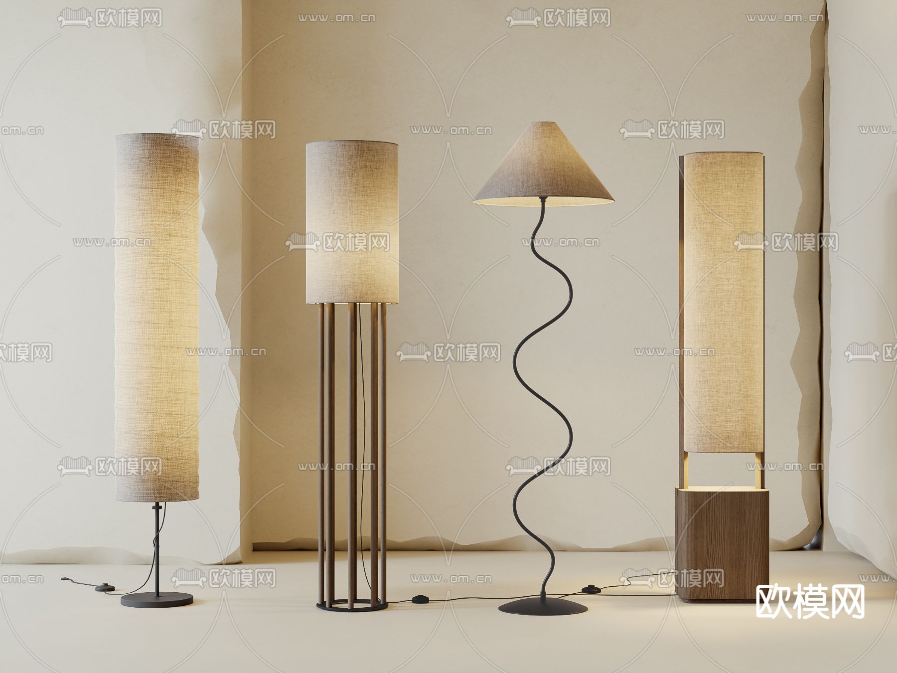 现代落地灯3d模型下载