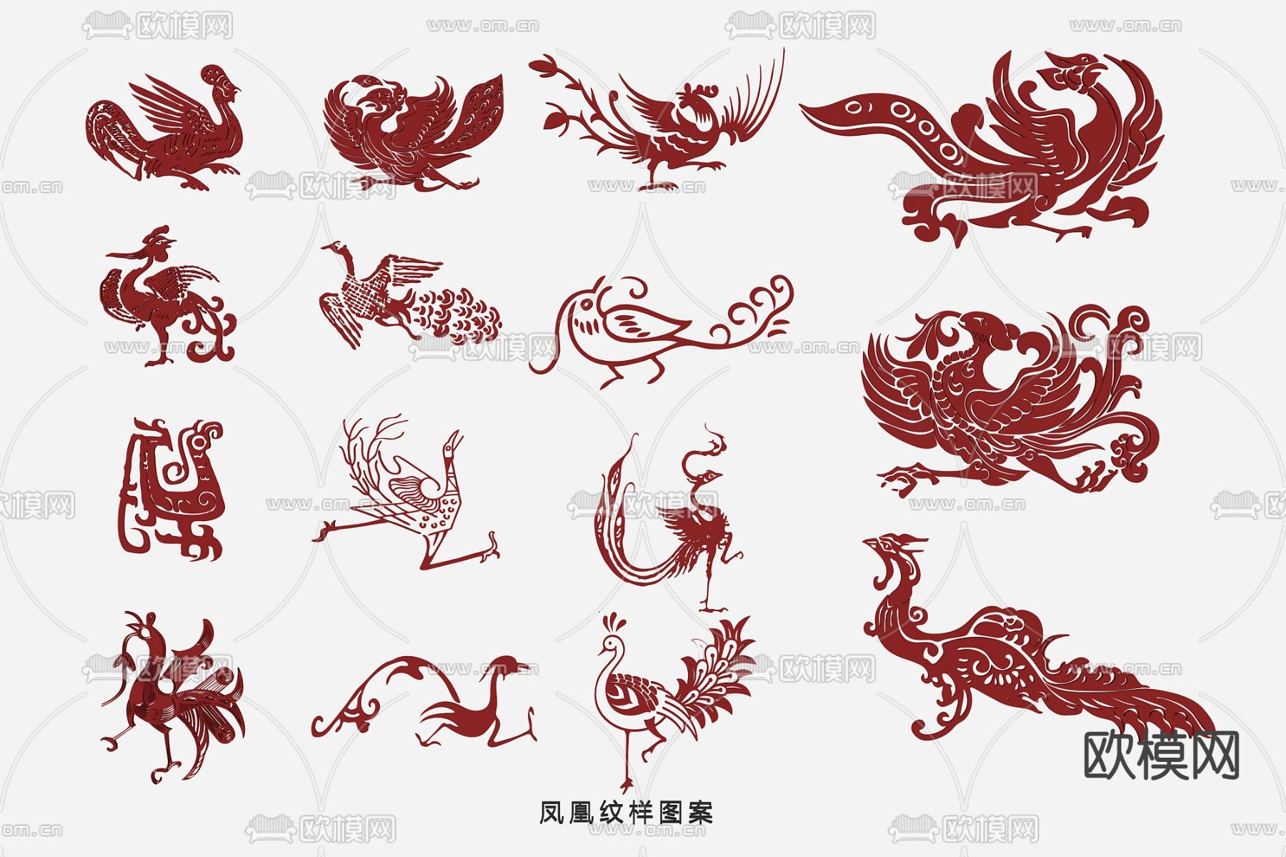 中式凤凰墙饰 神鸟图腾3d模型下载