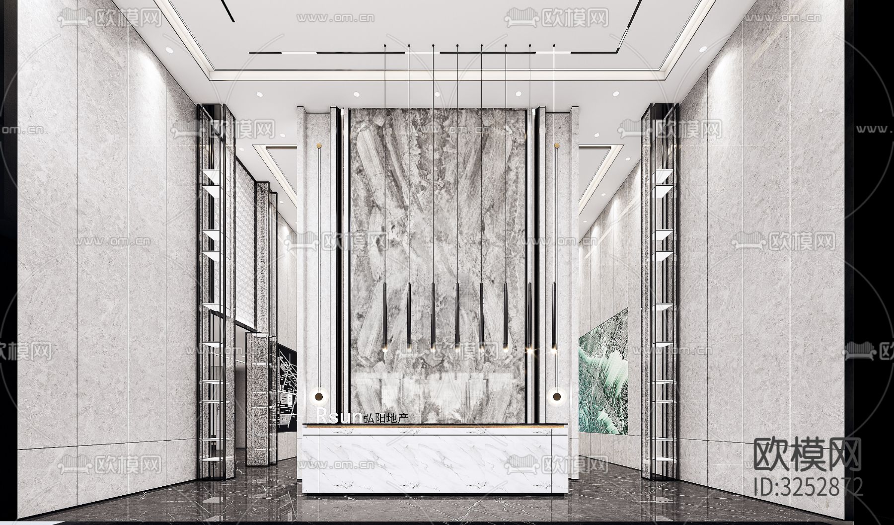 常州某现代轻奢售楼处CAD施工图下载（渲染图9）